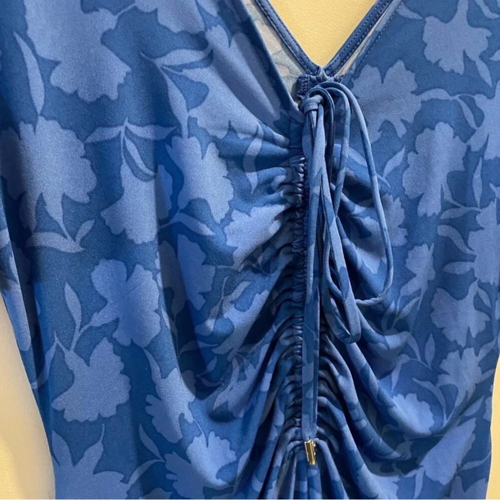 π Michael Kors Blue Floral Midi Dress β Flutter Sleeve Sundress, XL, NWT π - Picture 5 of 13
